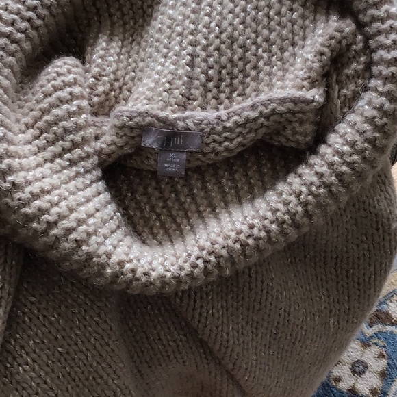 J.Jill XL Creamy Tan & Gold Detail Threaded Cowl Neck Sweater - Picture 8 of 8